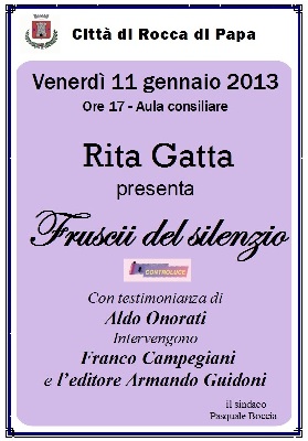 Rocca di Papa, l’11 gennaio Rita Gatta presenta ‘Fruscii del silenzio’