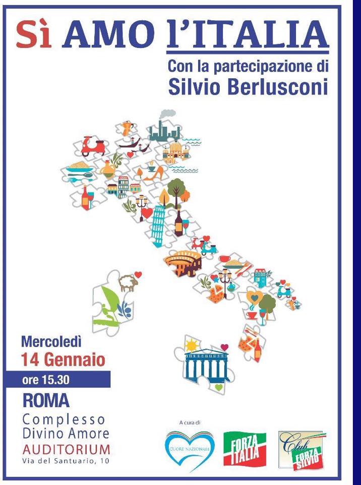 ‘SiAmol’Italia’, evento FI con Berlusconi all’Auditorium del Divino Amore