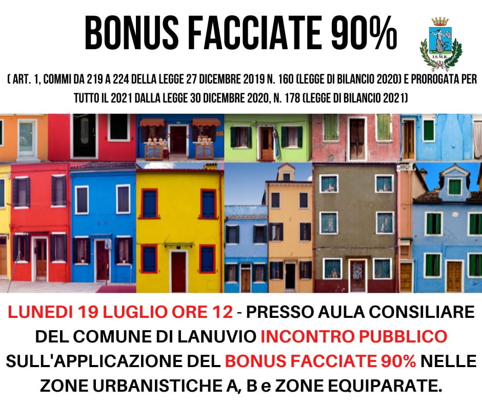 Lanuvio, incontro in comune per parlare del Bonus Facciate 90%