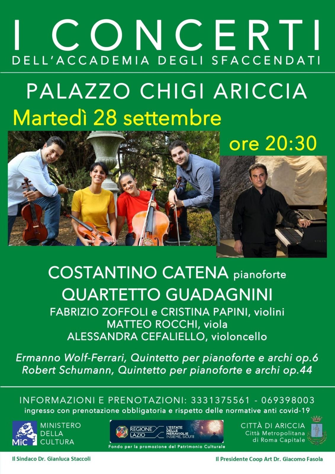 Concerto Straordinario con Wolf-Ferrari e Schumann al Palazzo Chigi di Ariccia