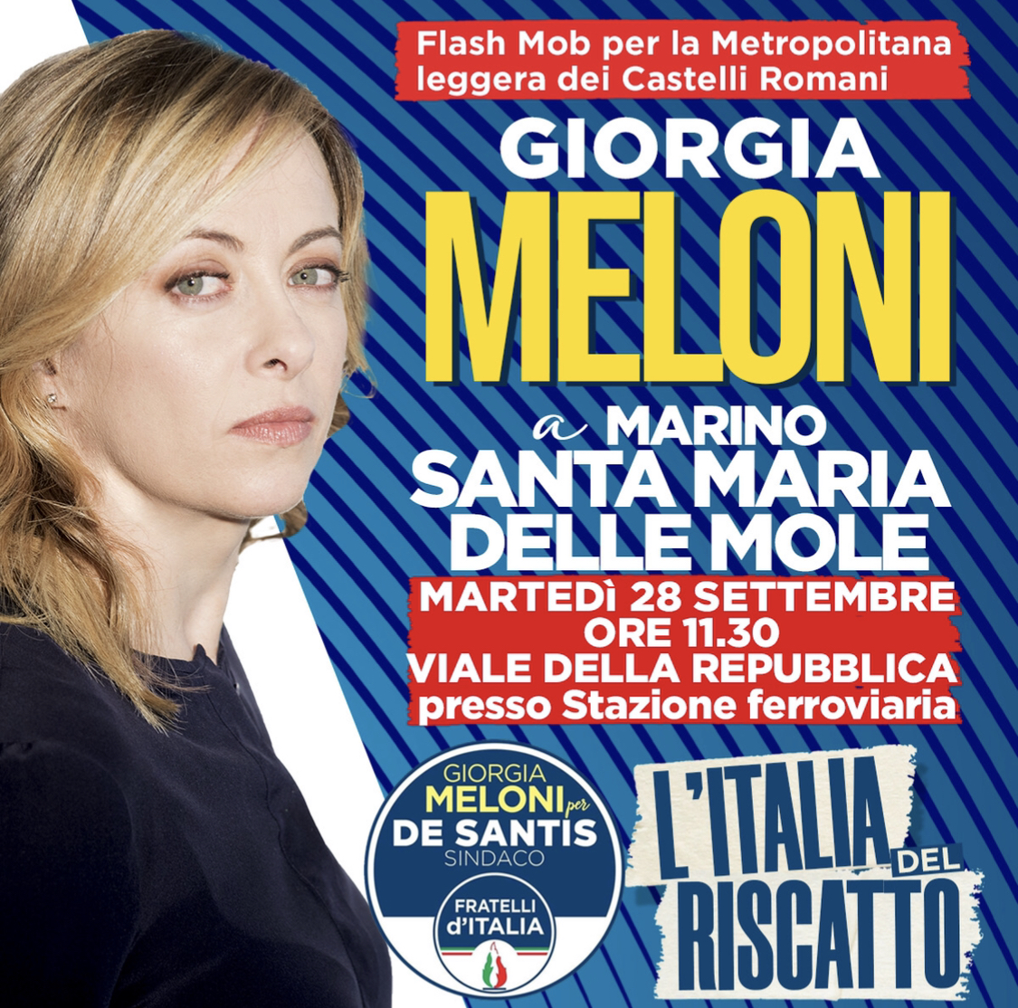 A Santa Maria Mole flashmob FDI su metropolitana leggera dei Castelli. Partecipano Meloni, Silvestroni e De Santis