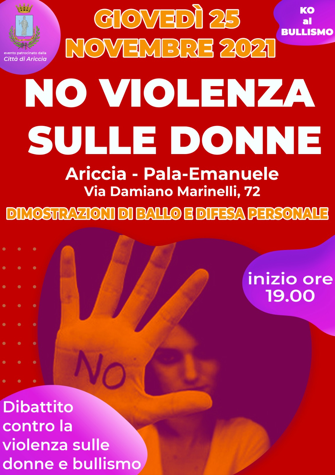 25 NOVEMBRE, AD ARICCIA UNA SERATA DI SPORT E INCLUSIONE PER DIRE NO ALLA VIOLENZA SULLE DONNE