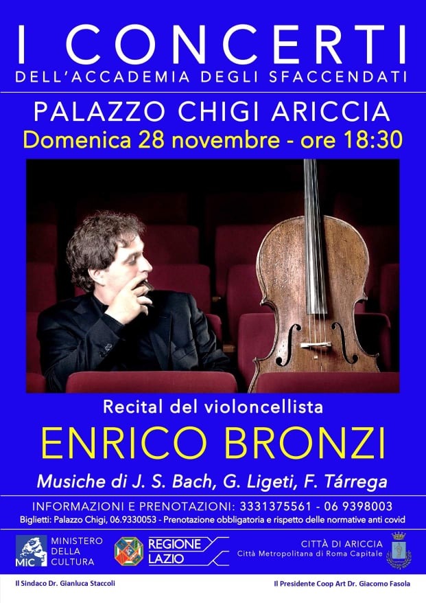 Il violoncello di Enrico Bronzi al Palazzo Chigi di Ariccia