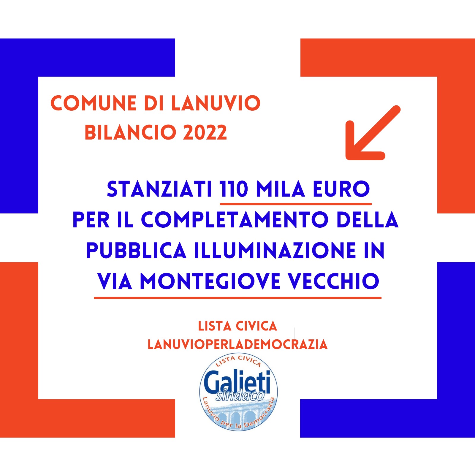 LANUVIO, VOLPI (VICESINDACO): STANZIATI 110MILA EURO PER L’ILLUMINAZIONE PUBBLICA
