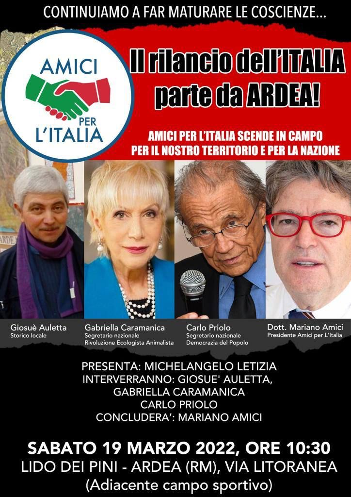 Convegno “Il rilancio dell’Italia parte da Ardea” con tanti ospiti autorevoli