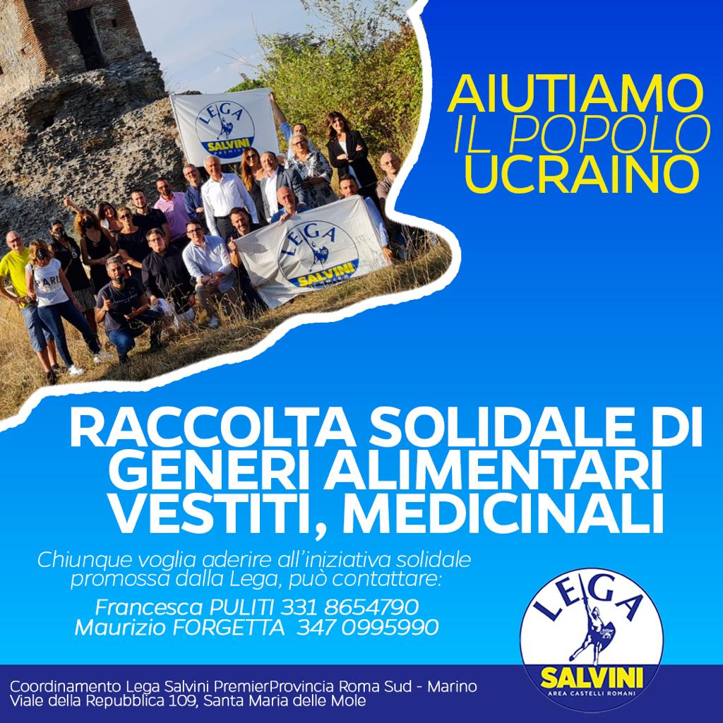 UCRAINA, LA LEGA CONTINUA LA RACCOLTA PER BENI DI PRIMA NECESSITÀ. DA MERCOLEDÌ ANCHE A MARINO