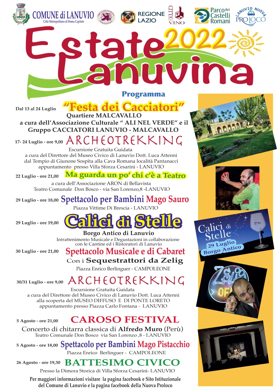 LANUVIO, AL VIA IL PROGRAMMA PER L’ESTATE LANUVINA