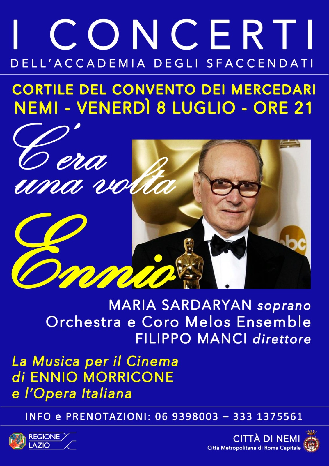 “C’era una volta Ennio”: a Nemi concerto omaggio ad Ennio Morricone