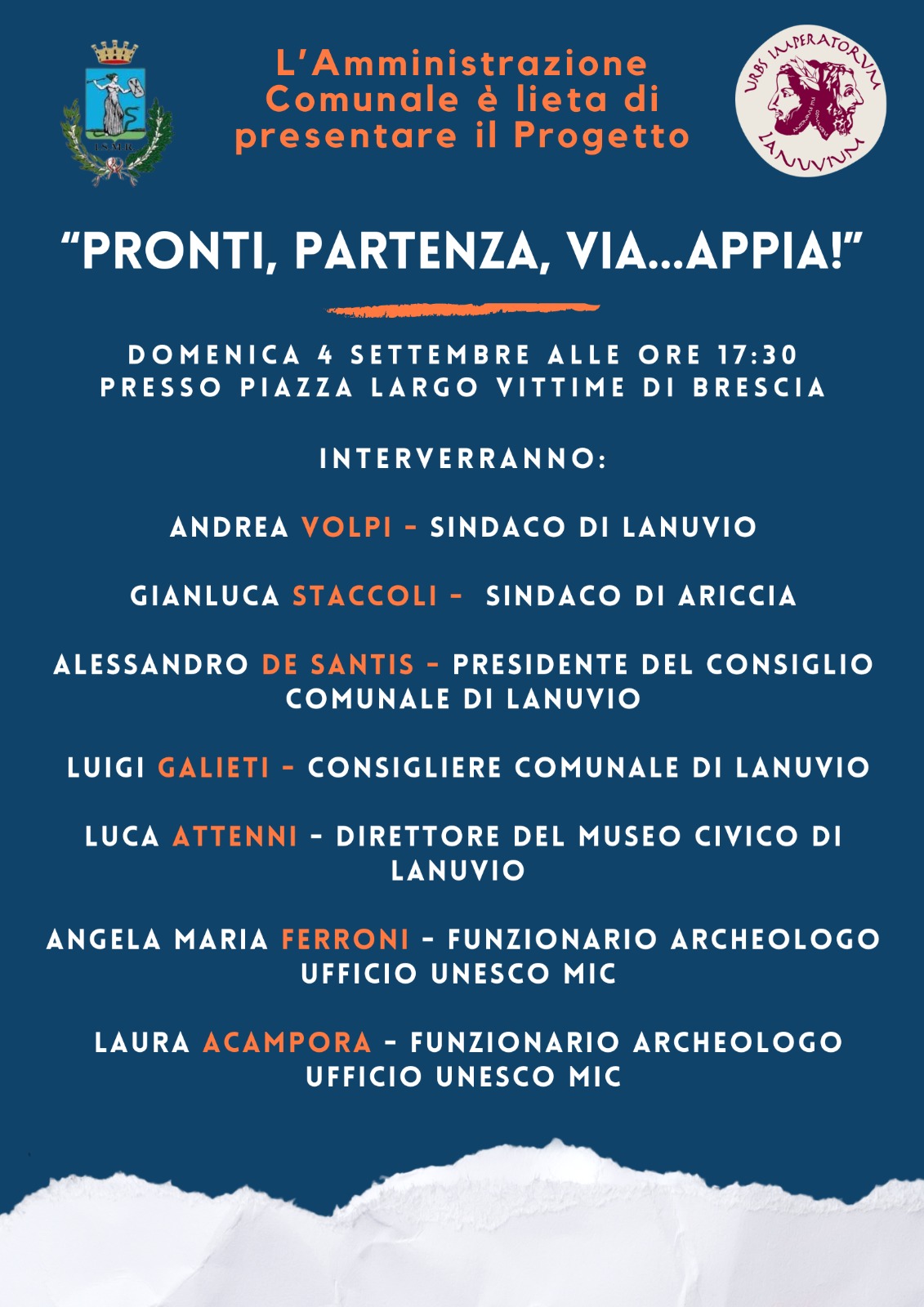 LANUVIO, DOMENICA LA PRESENTAZIONE DEL PROGETTO “PRONTI, PARTENZA, VIA… APPIA!”