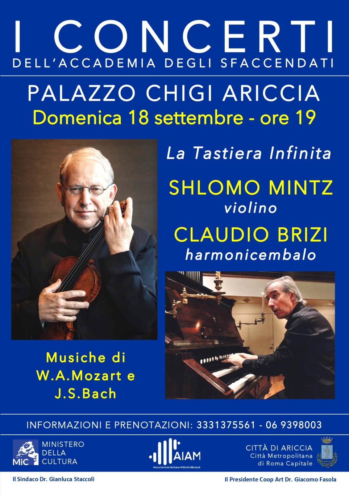 Il grande violinista Shlomo Mintz al Palazzo Chigi di Ariccia per gli “Sfaccendati”