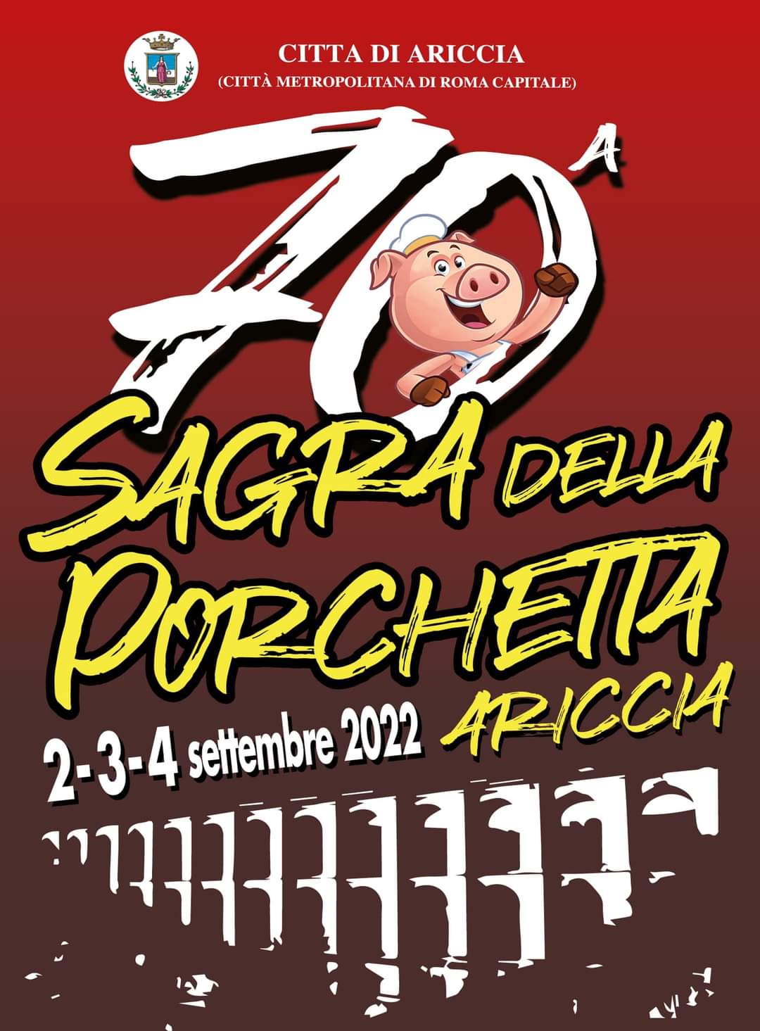 ARICCIA, DA DOMANI 2 SETTEMBRE AL VIA LA 70^ EDIZIONE DELLA SAGRA DELLA PORCHETTA