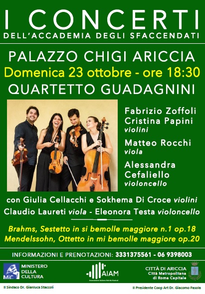 L’Ottetto di Mendelssohn e il Sestetto n. 1 di Brahms al Palazzo Chigi di Ariccia