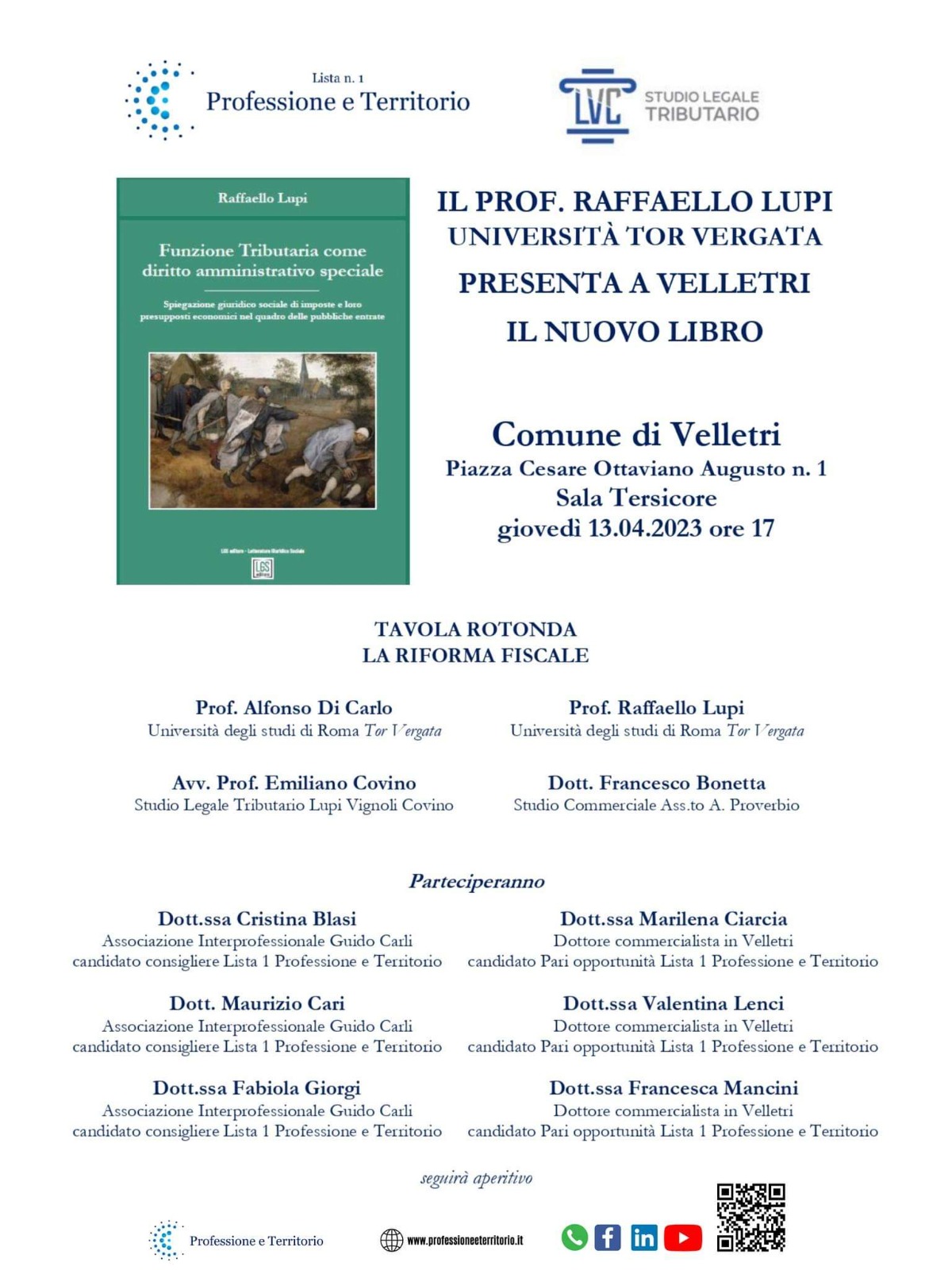 Elezioni Ordine Commercialisti Velletri: lista n.1 “Professione e Territorio” organizza tavola rotonda su riforma fiscale con il prof. Raffaello Lupi