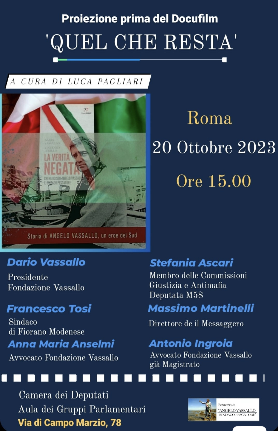 ALLA CAMERA DEI DEPUTATI LA PREMIÈRE DEL DOCUFILM DEDICATO ANGELO VASSALLO