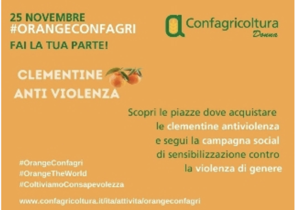 25 NOVEMBRE, IN PIAZZA CONFAGRICOLTURA DONNA A SOSTEGNO CENTRI ANTIVIOLENZA