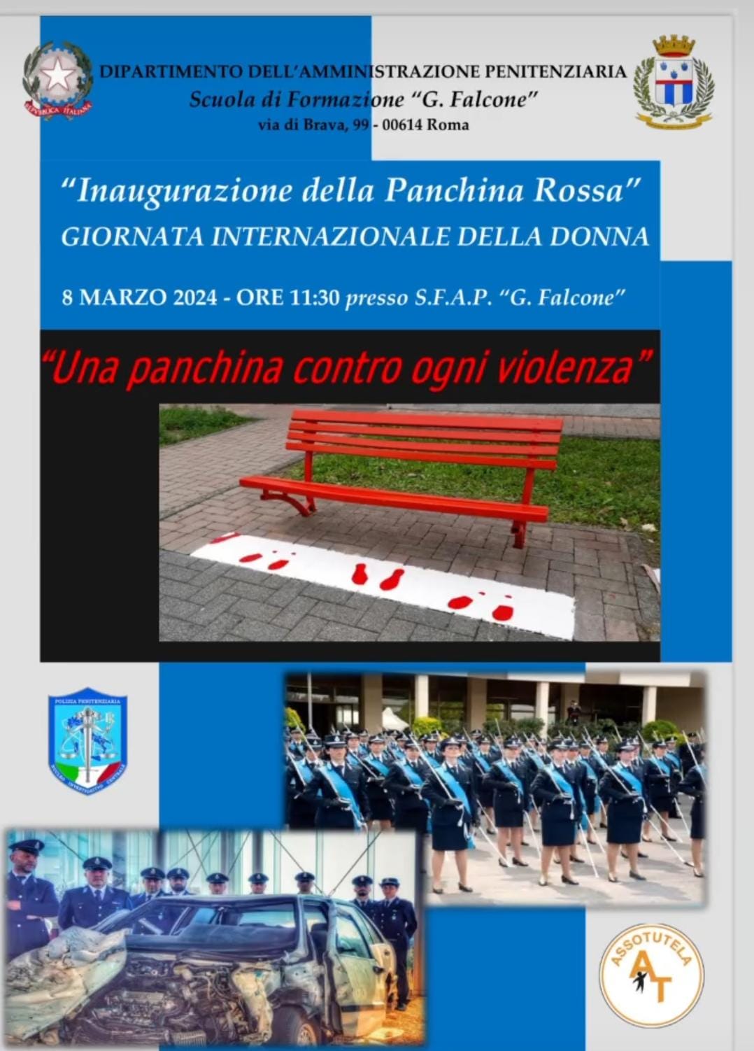 8 marzo, la panchina rossa di Assotutela come vicinanza contro ogni forma di violenza