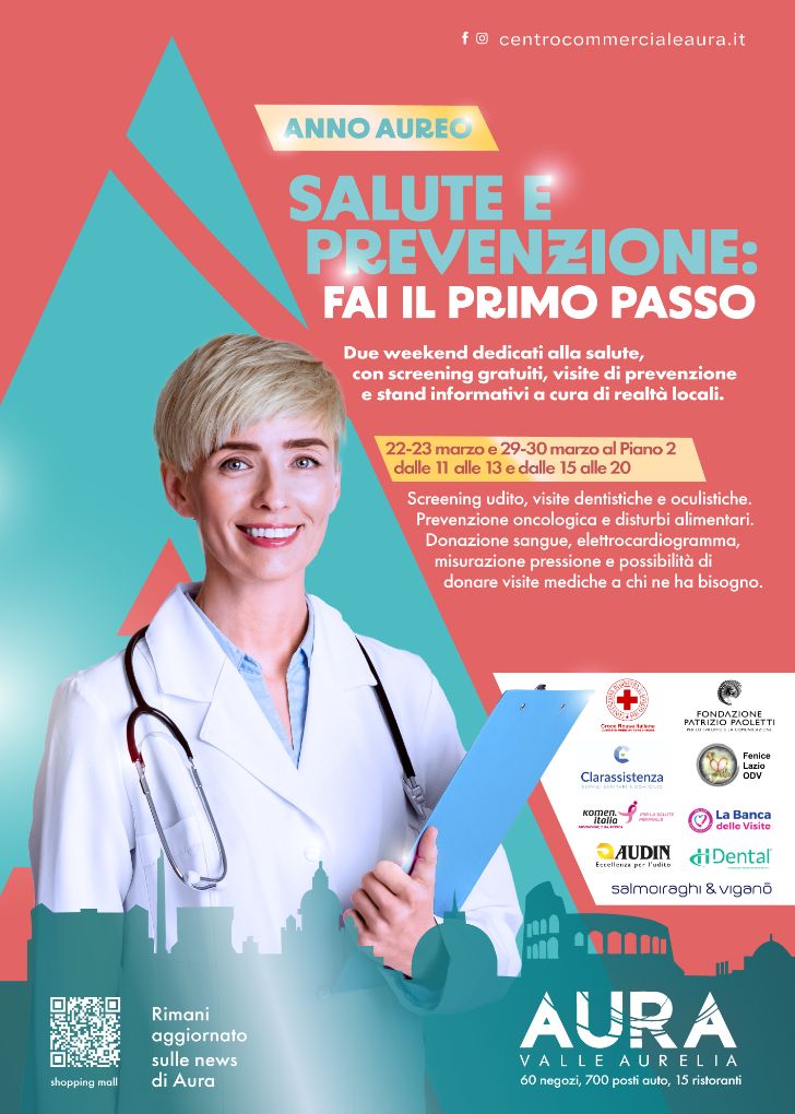 Giornata Mondiale della Salute, “Fai il primo passo”: screening gratuiti al Centro Commerciale Aura