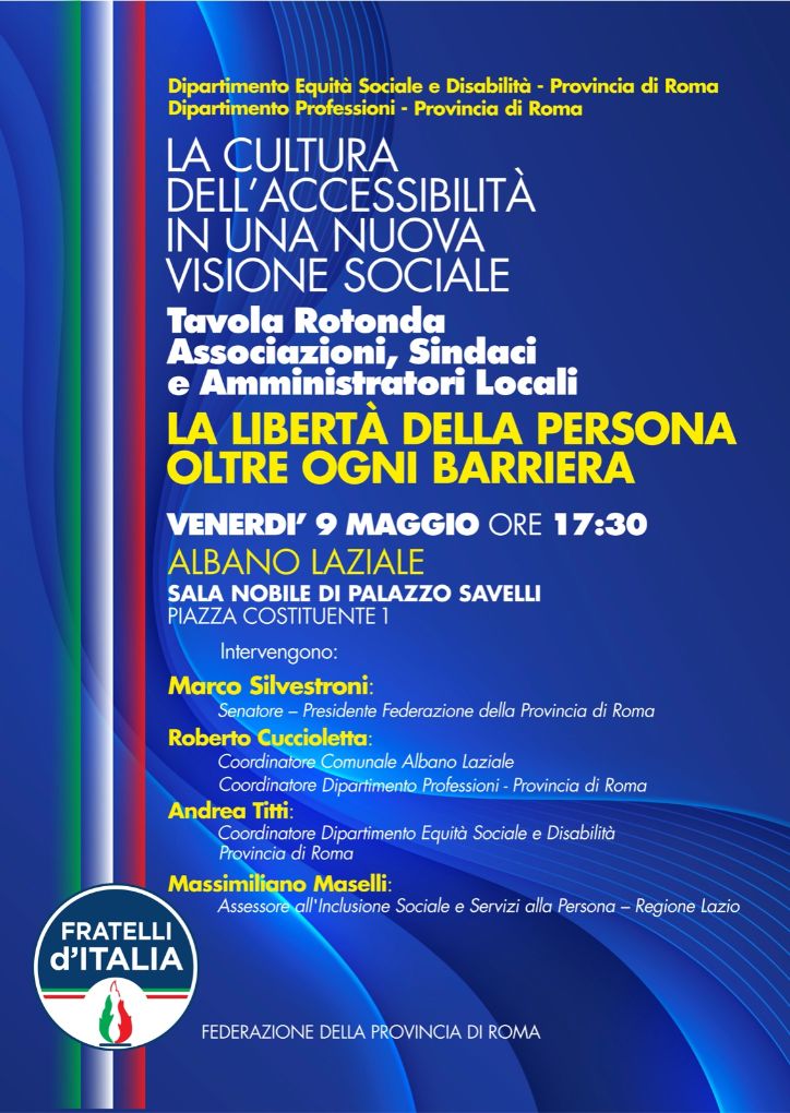 Albano Laziale/ “La cultura dell’accessibilità in una nuova visione sociale”: via al tavolo provinciale di ascolto e confronto tra amministratori locali e associazioni