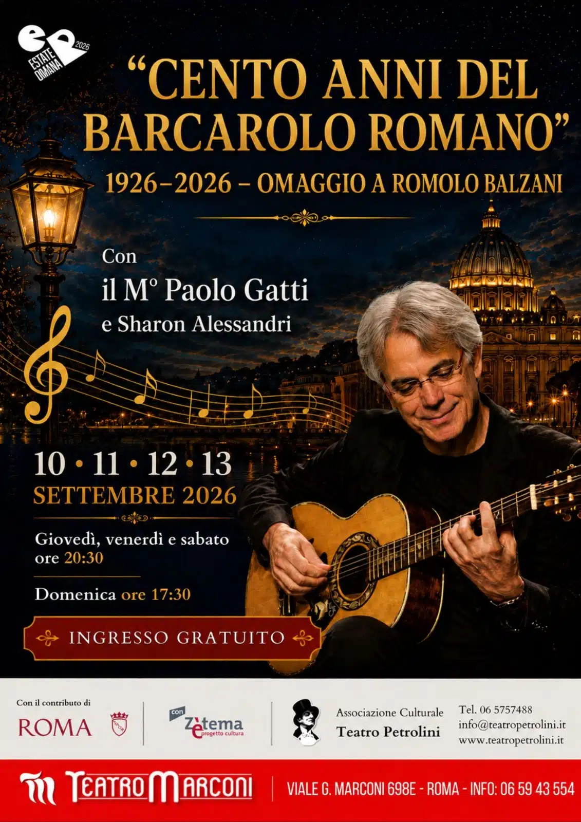 1926/2026: Cento anni del Barcarolo romano: omaggio a Romolo Balzani al Teatro Marconi 1926/2026: Cento anni del Barcarolo romano: omaggio a Romolo Balzani al Teatro Marconi